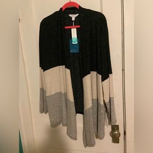 NWT Market & Spruce 3x Gray/White/Black Open Front Cardigan
